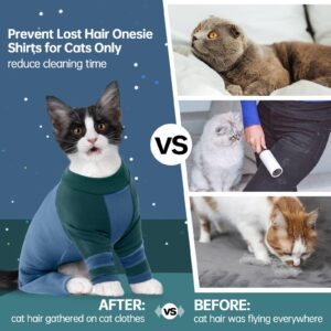 Sticky Hair Cat Clothes,Cat Recovery Suit Cat Pajamas for Cats Only, Sphynx Hairless Cats Sweater, Kitten Hair Sticky Onesie Cat Turtleneck, Anti-Licking or Skin Disease Recovery Suit for Cats