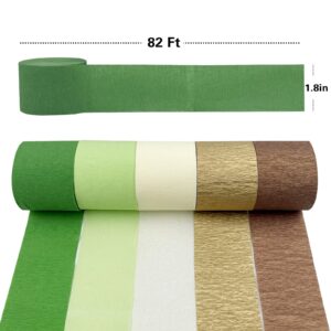 Sage Green Birthday Party Decorations 5 Rolls Crepe Paper Streamers for Wedding, Bridal/Baby Shower, Birthday, Engagements Party Decorations