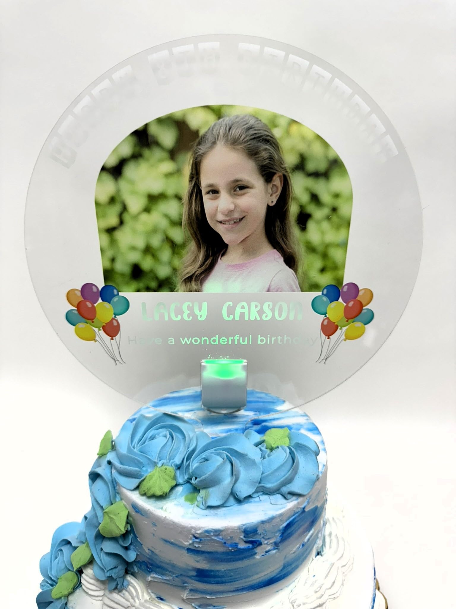 Photo Light Up Personalized Party Decor Happy Birthday Cake Top Topper With Any Photo Picture Logo Text - Mitzvah, Weddings, Birthday, Sweet 16, Anniversary, Baby Shower, Bridal Shower…