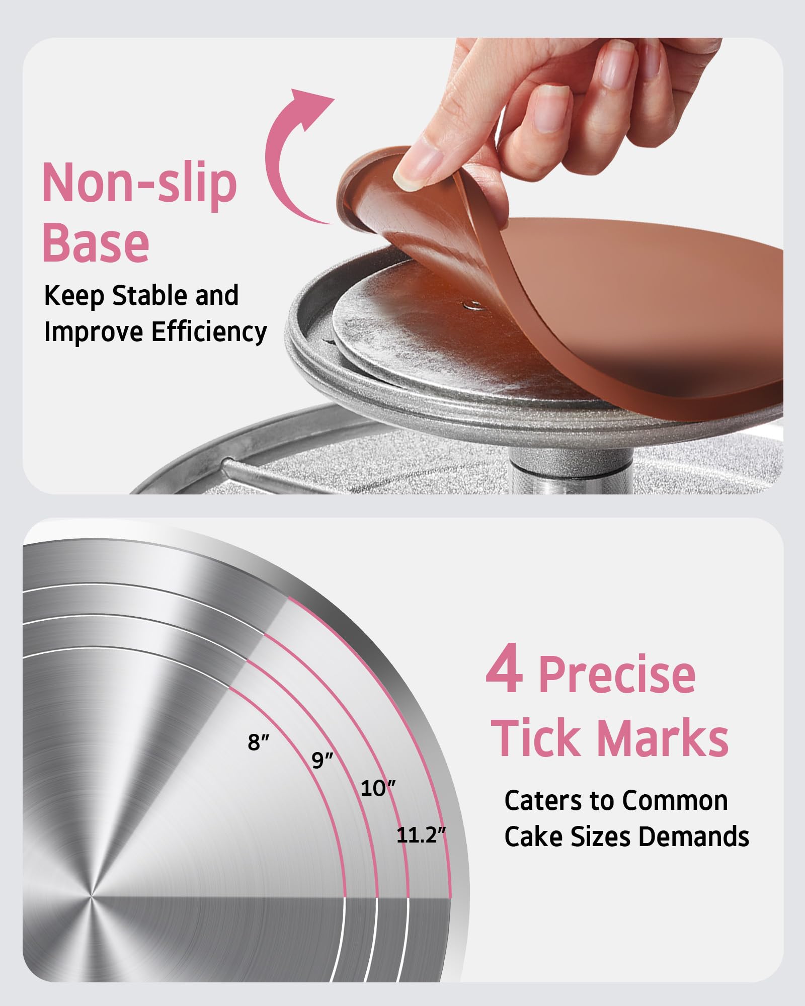 Syntus Aluminum Alloy Cake Stand, 12 Inch Cake Turntable for Decorating with Angled Silicone Icing Spatula, Cake Comb Smoother, Pie Server Cutter, Disposable Piping Bags, 27 Pieces Baking Supplies