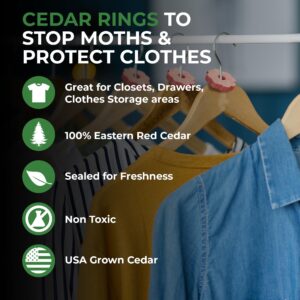 Cedar Rings for Clothes Storage – Stop Clothes Damage - 30 Fresh Cedar Rings to Protect Your Clothes