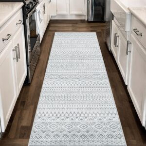 sivilife 2x6 kitchen rugs non slip runner rugs with rubber backing, grey hallway runner moroccan washable rug runner, farmhouse throw rugs, boho carpet runner for bedroom entryway indoor laundry