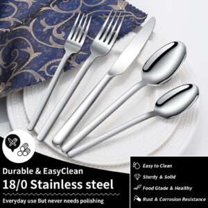 20 Piece Silverware Set Service for 4, Food-Grade Stainless Steel Flatware Set, Modern Classic Design Cutlery Utensil Set, Dinner Fork Knife Spoon Eating Tableware for Home, Dishwasher Safe