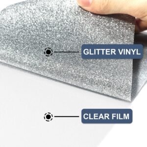 MerryMade Silver Glitter Heat Transfer Vinyl 12" x 8 ft HTV for Shirts, Glitter HTV for All Cutter Machine - Easy to Cut & Weed for Heat Vinyl Design (Silver)