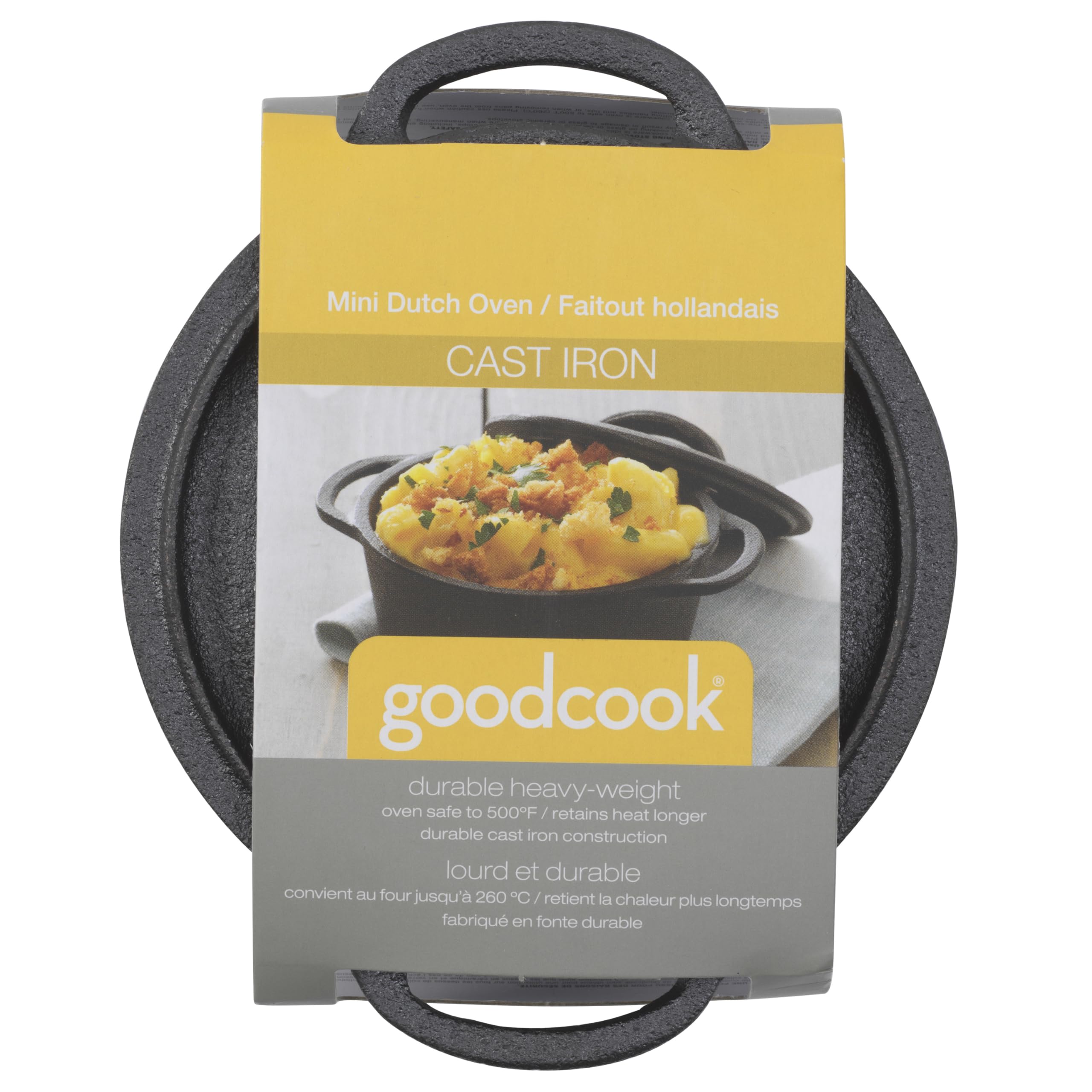 GoodCook Pre-Seasoned Cast Iron Mini Dutch Oven, Black, Small Dutch Oven Pot with Lid, Durable Cast Iron Cookware, Even Heating for Stews, Soups, and Baking, Oven Safe to 500°F