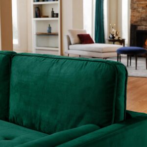 ONBRILL Loveseat Sofa 68", Mid Century Modern Sofas Couches for Living Room,Green Velvet Couch for Small Spaces, Solid Wooden Frame, Back Cushions and Tapered Wood Legs Easy to Install