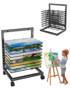 wisimmall art drying rack, paint drying rack with 9 removable shelves,wall art storage drying rack with wheels for classrooms & art studios(9 shelves)