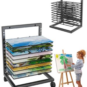 WISIMMALL Art Drying Rack, Paint Drying Rack with 9 Removable Shelves,Wall Art Storage Drying Rack with Wheels for Classrooms & Art Studios(9 Shelves)