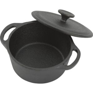 GoodCook Pre-Seasoned Cast Iron Mini Dutch Oven, Black, Small Dutch Oven Pot with Lid, Durable Cast Iron Cookware, Even Heating for Stews, Soups, and Baking, Oven Safe to 500°F