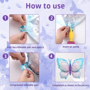 ROPCIA 10 PCS Butterfly Balloons, Gradient Giant Butterfly Foil Mylar Balloon Butterfly Birthday Decorations for Butterfly Theme Birthday Party Wedding Shower Party Decoration Supplies