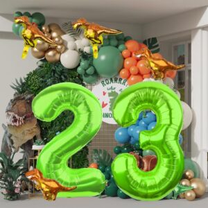 LEBERY Dinosaur Number 3 Ballloon, 40 Inch Green Number 3 Balloon, Mini Dino Foil Balloons Baby Dinosaur Balloons for Kid Dino Theme Jungle 3rd Birthday Baby Shower Party Decorations