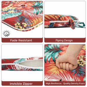 IN4 Care Indoor/Outdoor Chair Cushions 17"X16"X2" with Ties for Dining Chairs Set of 4, Waterproof U-Shaped Chair Pads, Foam Seat Cushions for Patio Kitchen Garden Office-Chili Red Floral