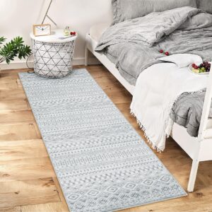 Sivilife 2X6 Kitchen Rugs Non Slip Runner Rugs with Rubber Backing, Grey Hallway Runner Moroccan Washable Rug Runner, Farmhouse Throw Rugs, Boho Carpet Runner for Bedroom Entryway Indoor Laundry