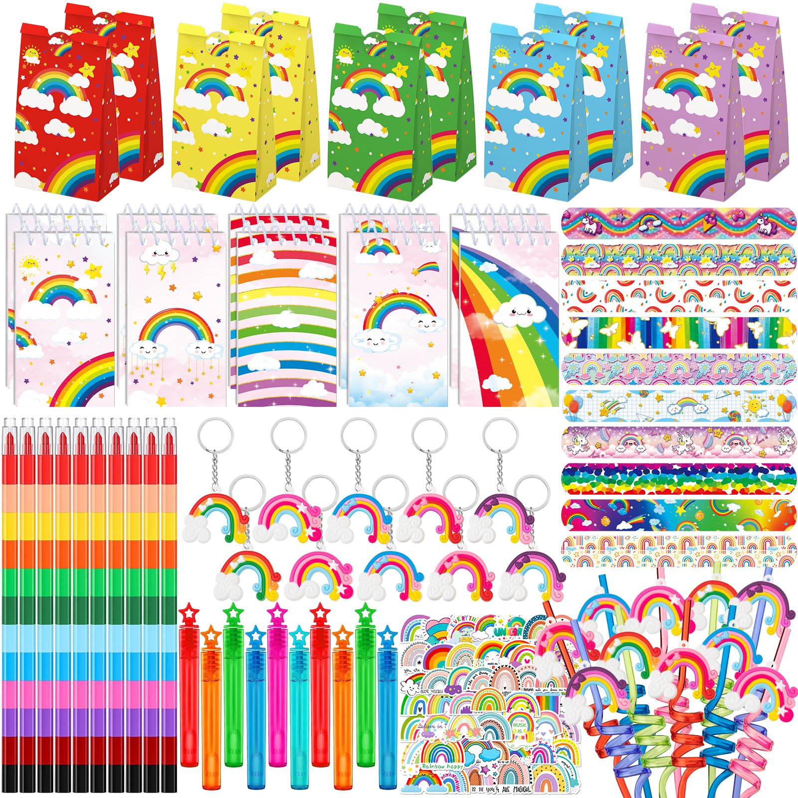 DMIGHT rainbow party favors, 120 pcs rainbow party supplies Rainbow Gift for Kids Birthday Party Decorations Baby Shower Goodie Bag Filles Supplies