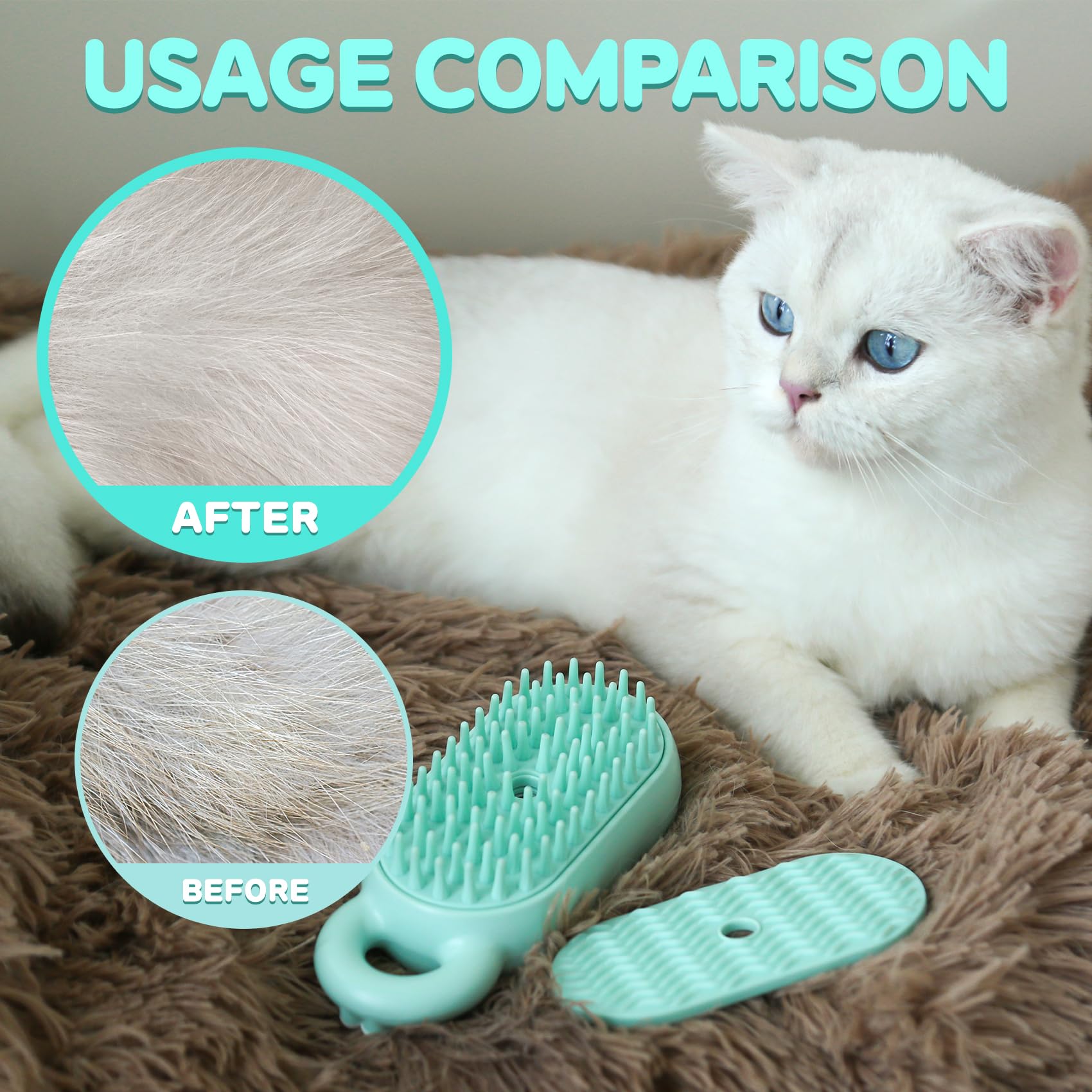 Cat Steam Brush,Water Cat Brush,Pet Steam Brush for Dogs Cats,Steamy Pet Brush,Pet Spray Hair Removal Comb,Steaming Cat Brush Steamer (Green)