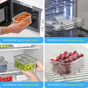 damynuo 5 Pack Fruit Storage Containers for Fridge - Clear Berry Containers with Colander, Airtight Fridge Organizer Bins with Vent Handle Lids for Refrigerator Organizers and Storage Keep Fresh