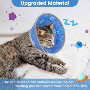 IDOGCHEW Cat Cone Collar Soft, Cat Cones to Stop Licking, Adjustable Cat Cone Water Resistant, Foldable, Adjustable, Lightweight (Blue Fish, Small)