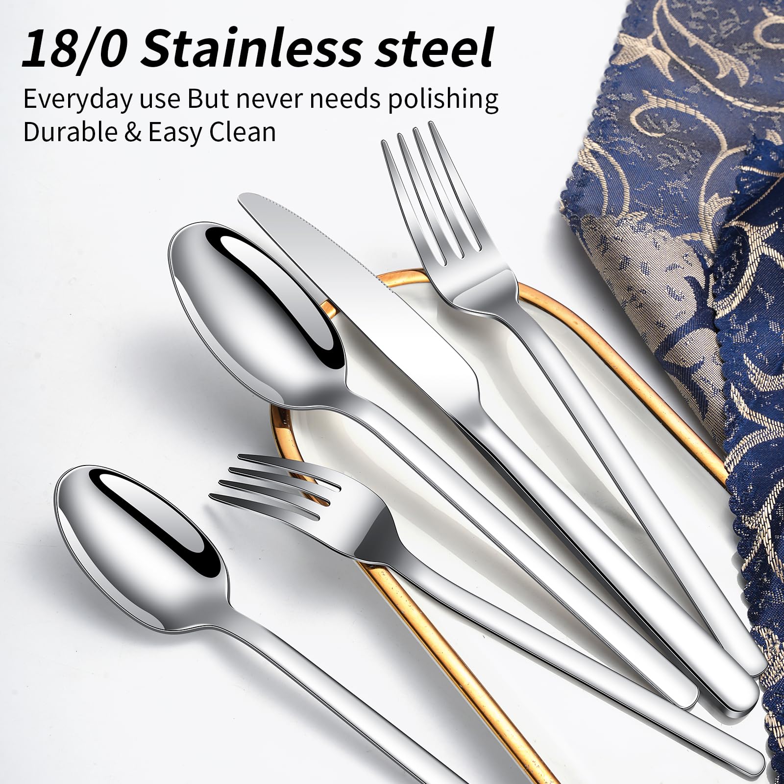 20 Piece Silverware Set Service for 4, Food-Grade Stainless Steel Flatware Set, Modern Classic Design Cutlery Utensil Set, Dinner Fork Knife Spoon Eating Tableware for Home, Dishwasher Safe