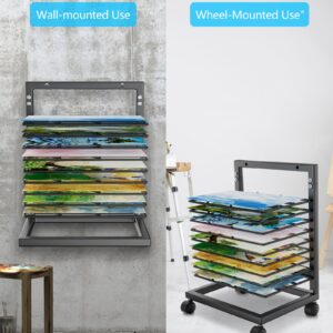 WISIMMALL Art Drying Rack, Paint Drying Rack with 9 Removable Shelves,Wall Art Storage Drying Rack with Wheels for Classrooms & Art Studios(9 Shelves)