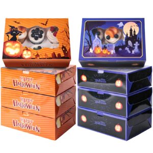 johouse 6 count halloween cupcake boxes, 8 sets bakery boxes with window halloween treat boxes cupcake carrier for birthday holiday bakery supplies halloween party decorations 9.5"x6.3"x3"