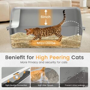 Zapstarz Stainless Steel Cat Litter Box, Enclosed Metal Litter Box with Lid, XL Extra Large Cat Litter Box for Big Cats, Non-Sticky High Side Kitty Litter Box, Anti-Leakage, Easy Cleaning (Light Grey)