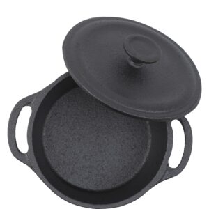 GoodCook Pre-Seasoned Cast Iron Mini Dutch Oven, Black, Small Dutch Oven Pot with Lid, Durable Cast Iron Cookware, Even Heating for Stews, Soups, and Baking, Oven Safe to 500°F