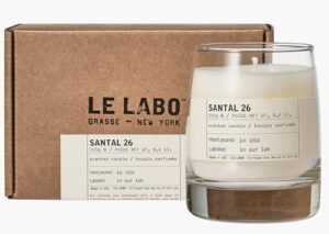 le labo santal 26 scented candle 245 grams 8.6 ounce glass jar boxed made in usa, cream