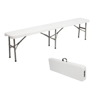 generic 6ft outdoor courtyard foldable bench for folding table portable (72.05 x 11.02 x 17.13) (l x w x h), white