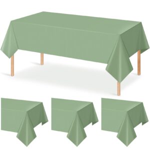 hallswl 3pcs rectangle sage green tablecloths disposable plastic green tablecloth sage table cover for birthday bridal wedding baby shower spring party decorations 54 x 108 inch