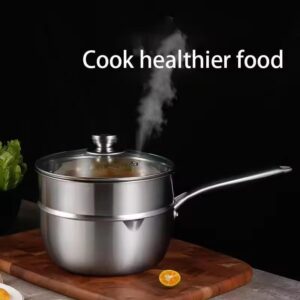 Vegoran Nonstick 1.5 Quart Stainless Steel Saucepan with Lid,Non-stick Sauce Pot Compatible with All Cooktops,Multipurpose Sauce Pan Perfect For Boiling Gravies,Pasta, Noodles (1.5Qt)