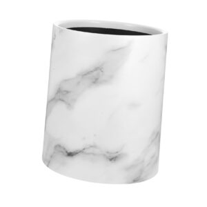 stobaza marble pattern trash can 8l plastic wastebasket large garbage bin decorative rubbish can wastepaper container bin for bedroom home office white