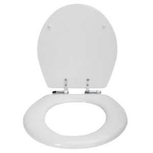 Dalton Toilet Seat Round Soft Close – White Wooden Round Standard Toilet Seat for Bathroom – Design House, 544296