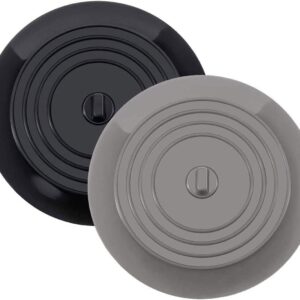 2Pcs Black and Grey Water Stopper Silicone Bathtub Drain Plug Cover Kitchen Bath Tub Sink Rubber Bath Tub Stopper, Kitchen Drains and Strainers Flat Suction Sink Stopper