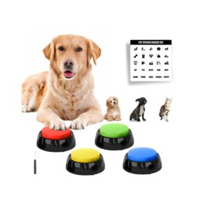 magicura-premium pack of voice recording button,dog buttons for communication pet training buzzer,30 second record&playback,voice recording clicker for cat, puppy,funny gift for study office home 4pcs