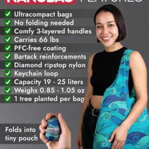 Nanobag - Ultra-Lightweight Compact Tote Shopping Bag - Reusable, Tiny and Eco-Friendly Foldable Multipurpose and Stylish (Standard, Black)