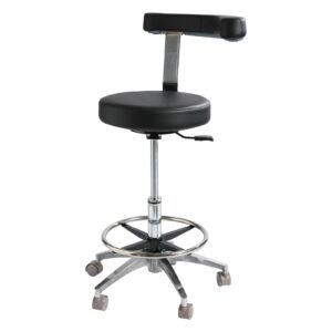 viviange adjustable ergonomic dental stool with back support - rolling dentist chair for hygienists, assistants, and medical professionals - black