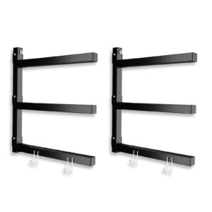 s&r plkop 3-level lumber storage rack, wall mounted wood organizer - 2 pack, black, metal for wood storage & lumber racks