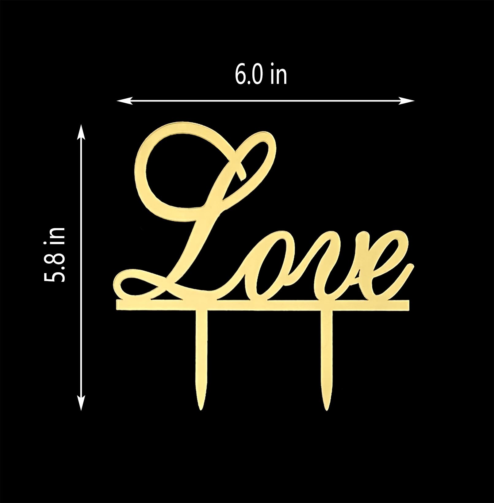 JIEEIN Love Cake Topper - Wedding/Engagement/Bridal Shower/Anniversary/Birthday/Bachelorette/Confession Party Decorations Supplies (Mirror Gold Acrylic)