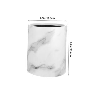 STOBAZA Marble Pattern Trash Can 8L Plastic Wastebasket Large Garbage Bin Decorative Rubbish Can Wastepaper Container Bin for Bedroom Home Office White