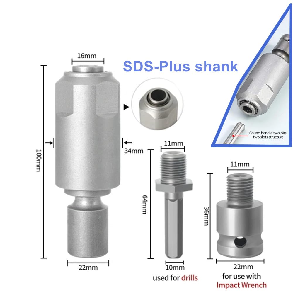 Adapter for Converting Impact Wrench to Electric Hammer, Quick Release Adapter Converter for Converting Electric Drill to Electric Hammer Converts to SDS-Plus interface