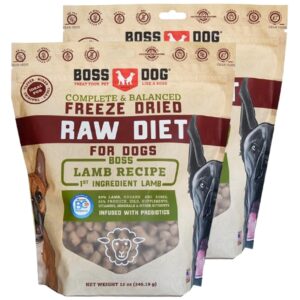 Boss Dog Complete & Balanced Freeze Dried Raw Diet for Dogs, Lamb Recipe, 12 oz Bag (Bag of 2)