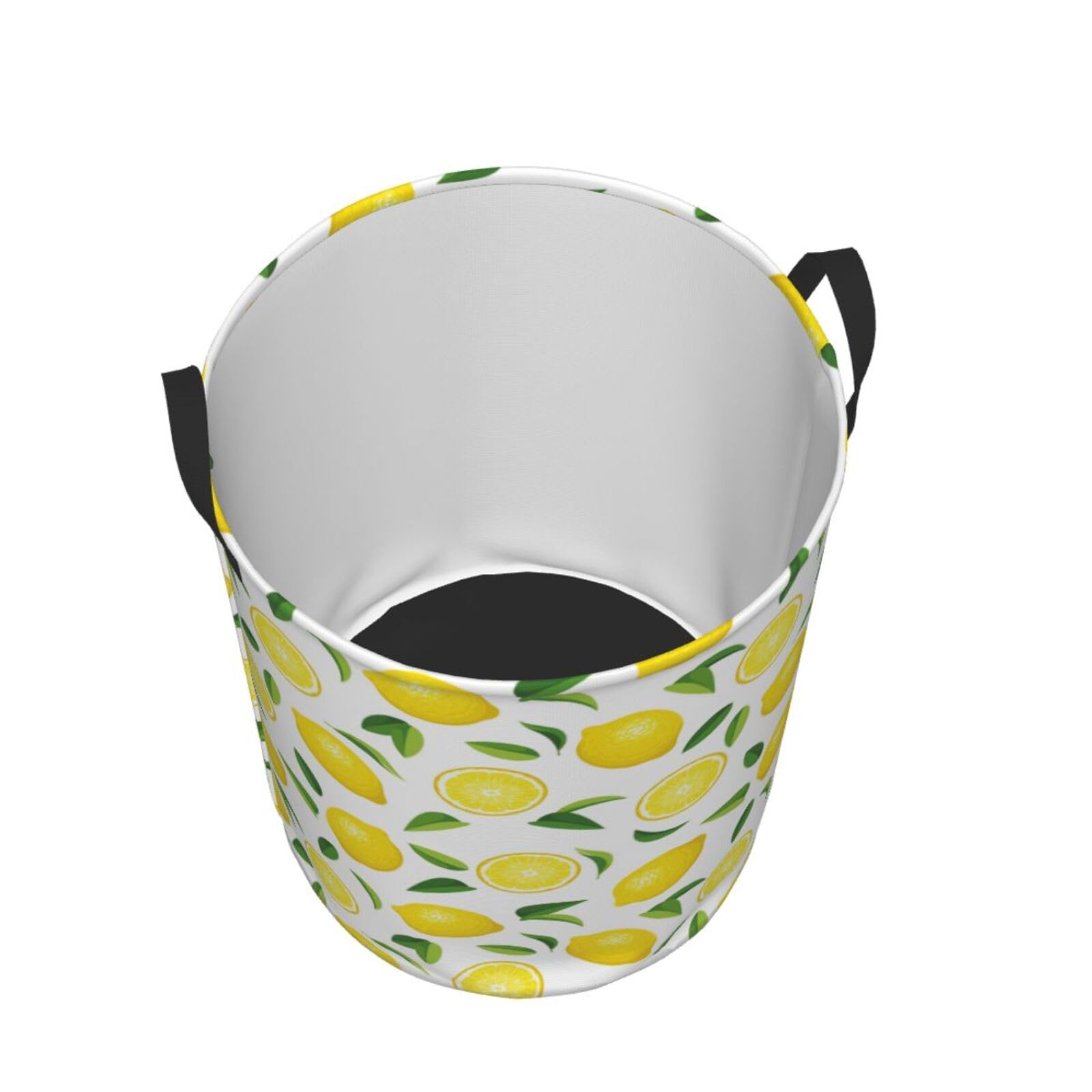 Large Laundry Basket with Handles - Cute Lemon Leaves Dirty Clothes Hamper for Bedroom Aesthetic