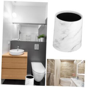 STOBAZA Marble Pattern Trash Can 8L Plastic Wastebasket Large Garbage Bin Decorative Rubbish Can Wastepaper Container Bin for Bedroom Home Office White