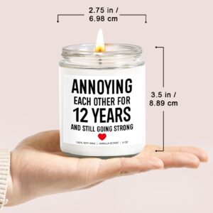 Younift 12 Years Candle, 12 Year Anniversary, Gifts for Him, Her, 12th Anniversary, Gifts for Men, Women, 12th Wedding Anniversary, Gifts for Husband, Wife, Couple, Funny Gifts, Silk Anniversary