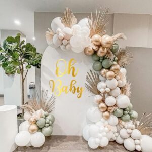 Oh Baby Sign for Backdrop - Gold Oh Baby Decal with Transfer Paper, Large Adhesive Vinyl Oh Baby Letters Sticker, Prefect for Oh Baby Baby Shower Neutral Gender Reveal Party Arch Backdrop Cover