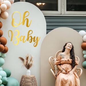 Oh Baby Sign for Backdrop - Gold Oh Baby Decal with Transfer Paper, Large Adhesive Vinyl Oh Baby Letters Sticker, Prefect for Oh Baby Baby Shower Neutral Gender Reveal Party Arch Backdrop Cover