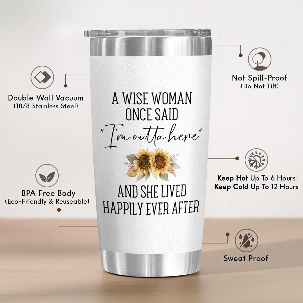 Veryhomy Retired 2024 Tumbler - Retirement Gifts For Women 2024 - A Wise Woman Once Said Stainless Steel Mug 20 Oz - Retirement Cup - Thank You Gifts for Coworkers, Nurse, Boss, Mom, Sister, Teacher