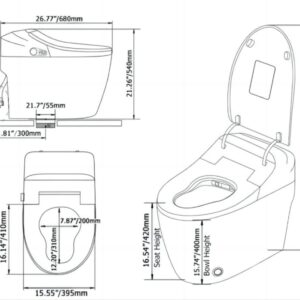 Homary Modern Smart Toilet One-Piece 1.27 GPF Floor Mounted Automatic Toilet Elongated Smart Toilet Bidet with Seat (White)