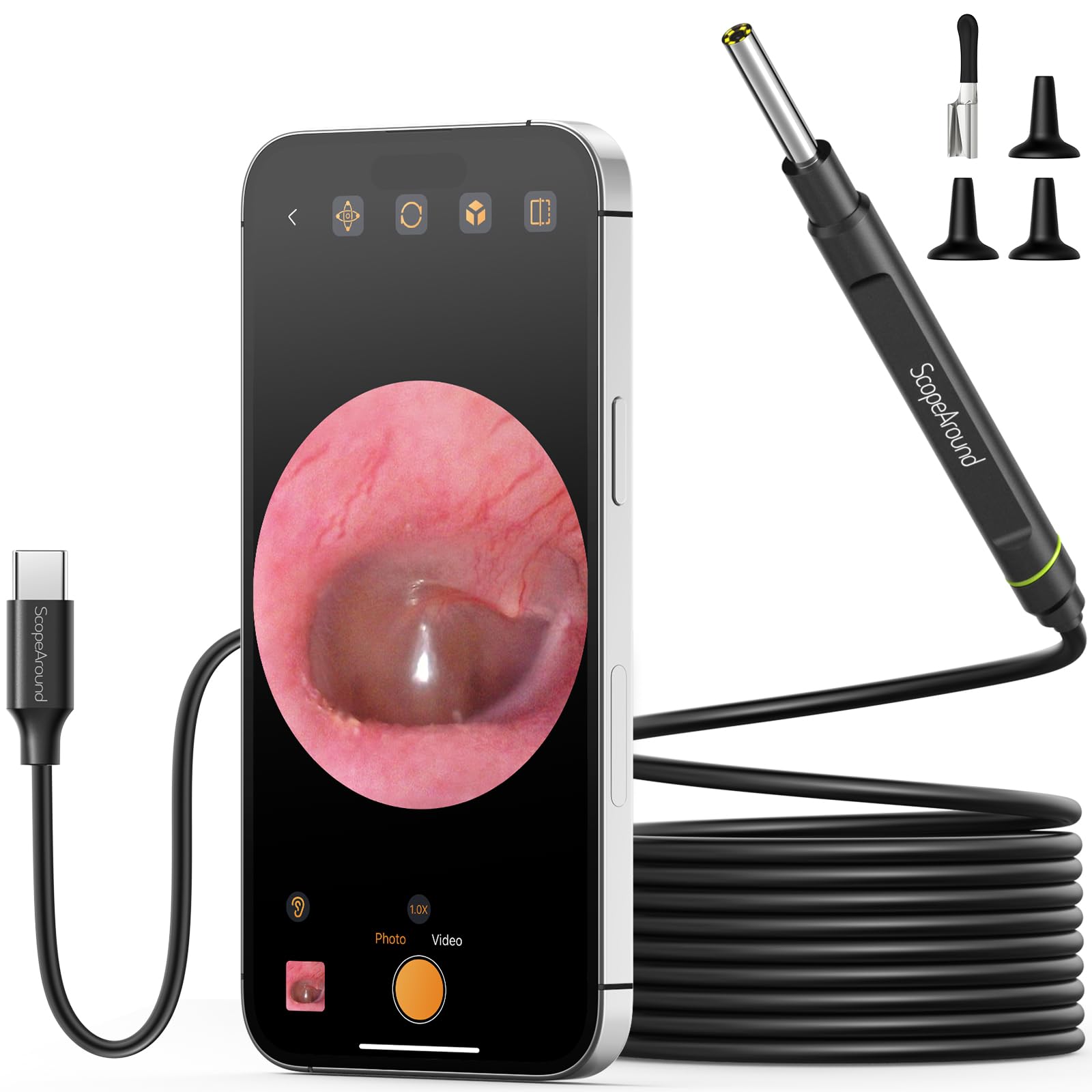 ScopeAround Otoscope Ear Camera, Ear Wax Removal Tool 1080P Otoscope