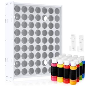 ZLHETWT Craft Paint Rack, 63 Holes Rotating Paint Organizer Tower, Vertical Paint Organizer Holder Stand Space Saving Paint Bottle Organizer PVC Paint Rack for 2oz Craft Paints